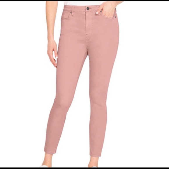 NEW Buffalo David Bitton French Pink Soft Stretch High Rise Ankle Pant - Picture 1 of 3